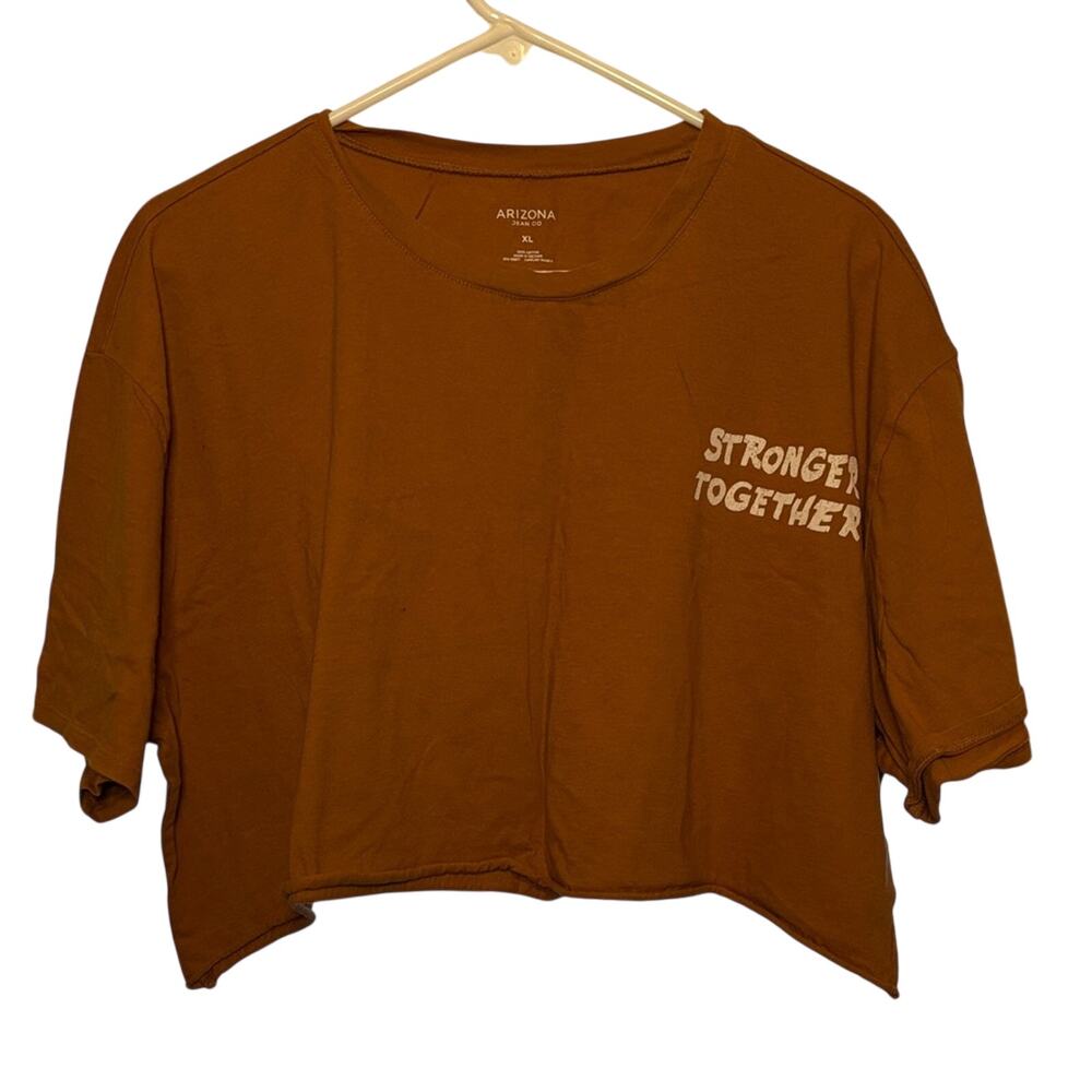 Arizona Jean Company Women's Burnt Orange Crop Top Motivational Print XL